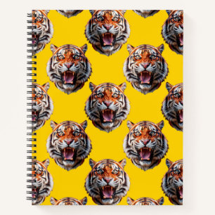 Tiger Head Pattern Design Yellow  Notebook
