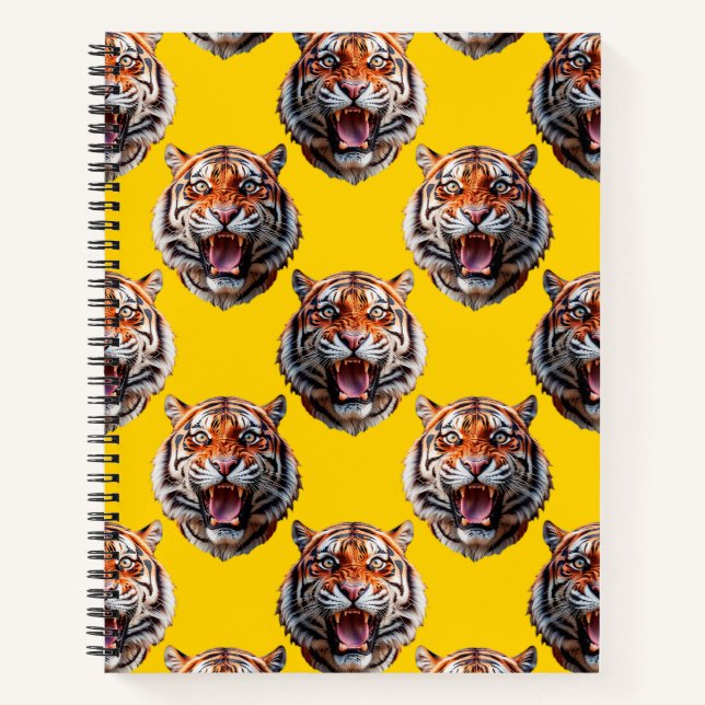 Tiger Head Pattern Design Yellow  Notebook (Front)