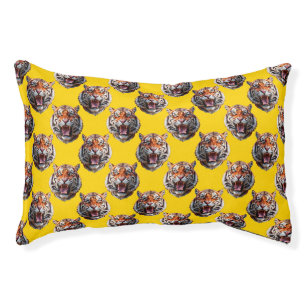 Tiger Head Pattern Design Yellow Pet Bed