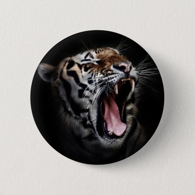 Tiger head pinback button (Front)