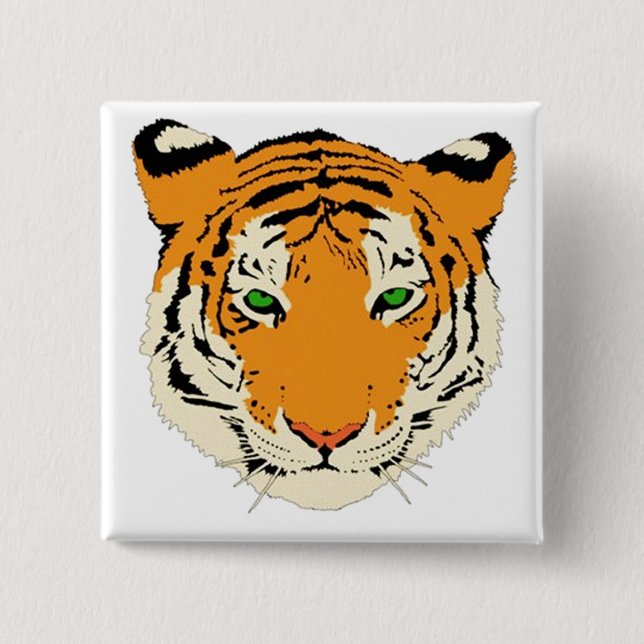 Tiger Head Pinback Button (Front)