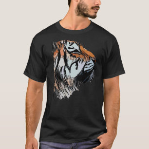 Tiger Head Predator Print Animal Face Imprint T-Shirt