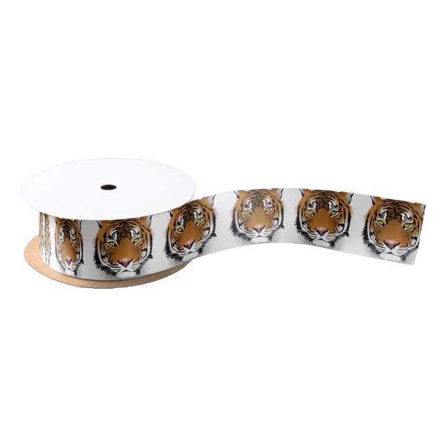 Tiger Head Print Design Satin Ribbon (Spool)