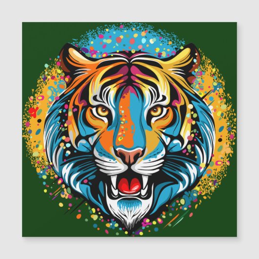 Tiger Head Rainbow colors paint stains (Front)