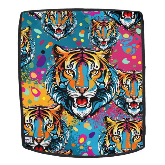 Tiger Head Rainbow colors paint stains Backpack (Removable Face)