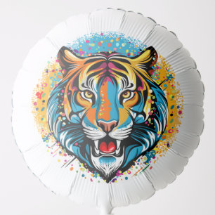 Tiger Head Rainbow colors paint stains Balloon