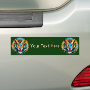 Tiger Head Rainbow colors paint stains Bumper Sticker