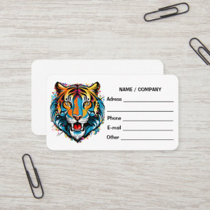Tiger Head Rainbow colors paint stains Business Card