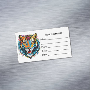 Tiger Head Rainbow colors paint stains Business Card Magnet