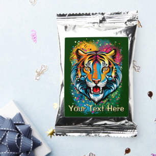 Tiger Head Rainbow colors paint stains Coffee Drink Mix