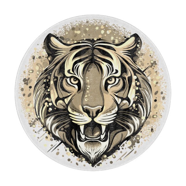 Tiger Head Rainbow colors paint stains Cutting Board (Front)