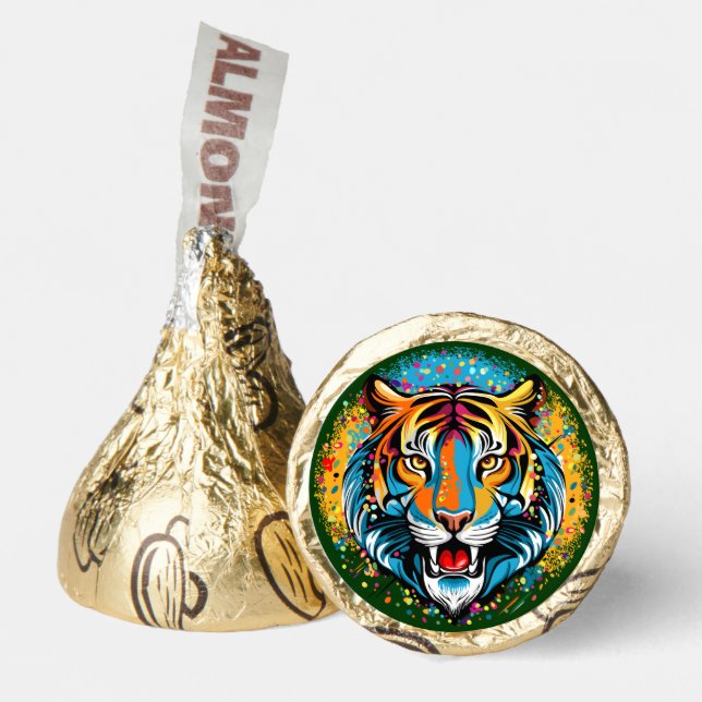 Tiger Head Rainbow colors paint stains Hershey®'s Kisses® (Front)