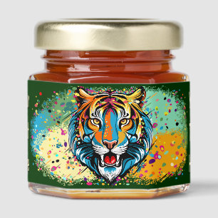Tiger Head Rainbow colors paint stains Honey Jar Favors