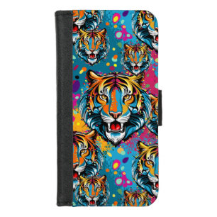 Tiger Head Rainbow colors paint stains iPhone 8/7 Wallet Case