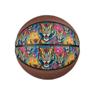 Tiger Head Rainbow colors paint stains Mini Basketball