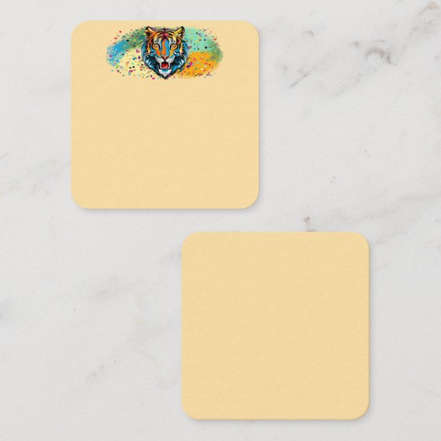 Tiger Head Rainbow colors paint stains Note Card (Front/Back)