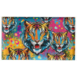 Tiger Head Rainbow colors paint stains Place Card Holder