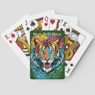 Tiger Head Rainbow colors paint stains Poker Cards