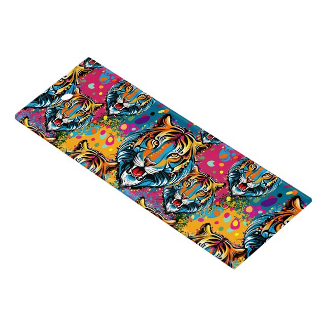 Tiger Head Rainbow colors paint stains Ruler (Angled)