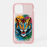 Tiger Head Rainbow colors paint stains Speck iPhone 11 Pro Case