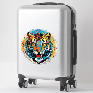 Tiger Head Rainbow colors paint stains Sticker