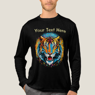 Tiger Head Rainbow colors paint stains Tri-Blend Shirt