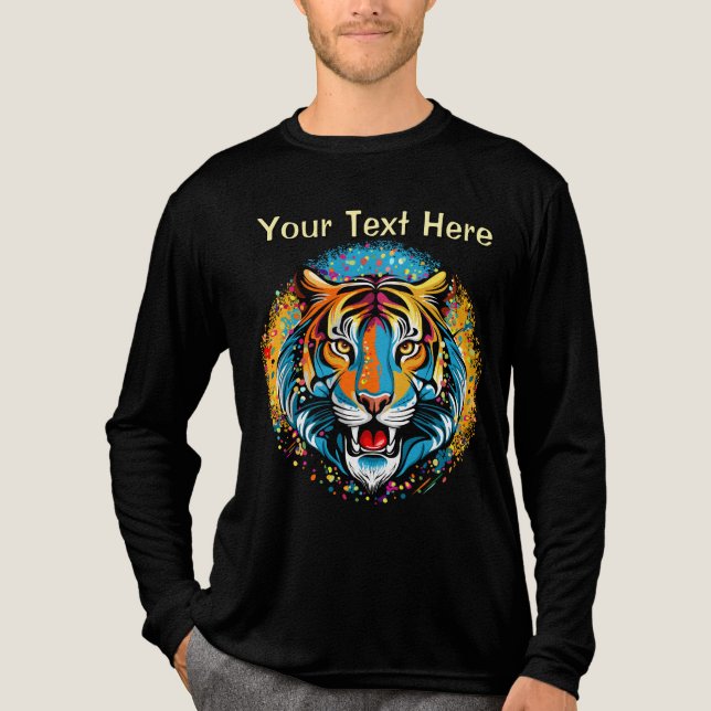 Tiger Head Rainbow colors paint stains Tri-Blend Shirt (Front)