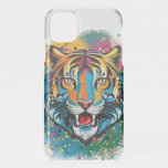 Tiger Head Rainbow colors paint stains iPhone 11 Case