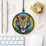 Tiger Head Rainbow colors paint stains Wireless Charger