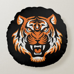 Tiger Head Round Pillow