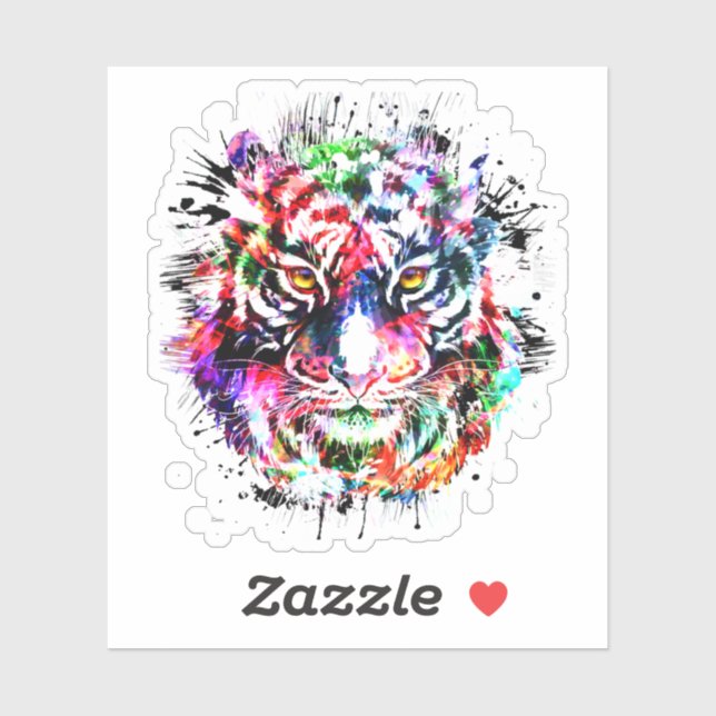 Tiger head sticker - Colourful Tiger Sticker (Sheet)