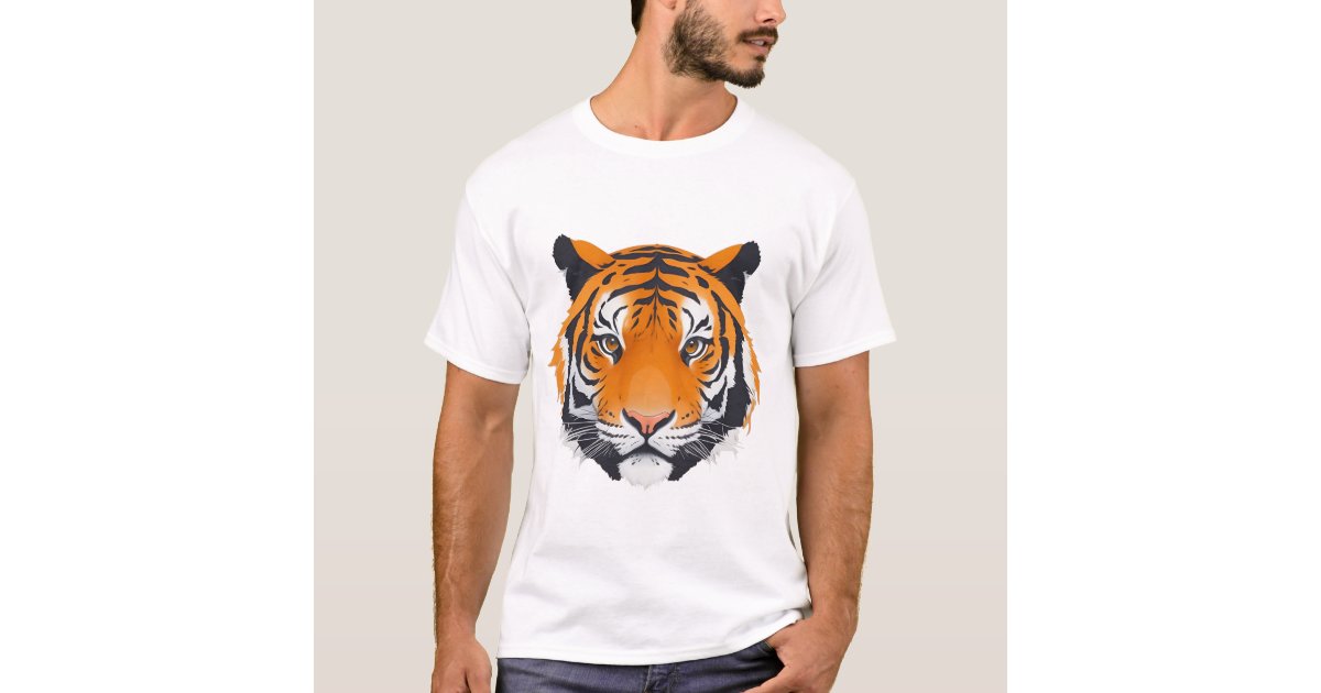 Siberian-Tiger print 3/4 sleeve raglan shirt 