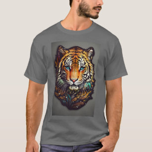 Blue Tiger Face T-Shirt, Zazzle