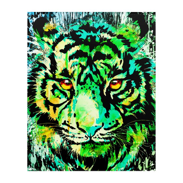Tiger Head | Tiger Drawing | Acrylic Wall Art (Front)