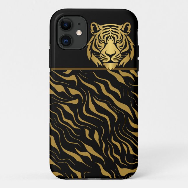 Tiger Head Tiger Stripes Black Gold Case-Mate iPhone Case (Back)