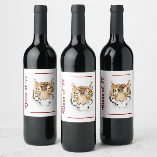 Tiger Head Watercolor Animal Custom Text  Wine Label