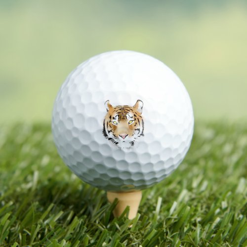 Tiger Head Watercolor Big Wild Cat Animal  Golf Balls