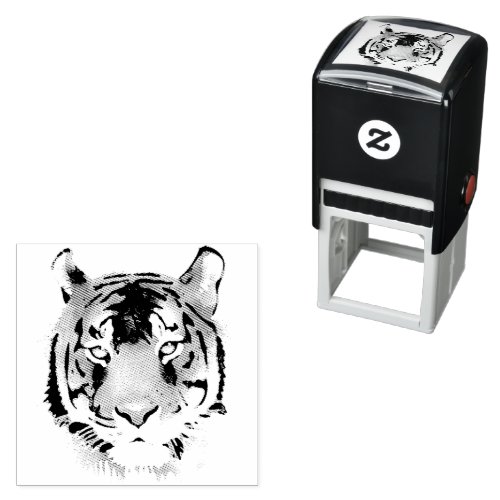 Tiger Head Watercolor Big Wild Cat Animal Self_inking Stamp