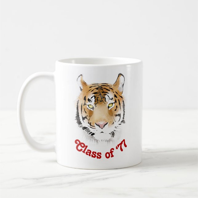 Tiger Head Watercolor Class Reunion Party Coffee Mug (Left)