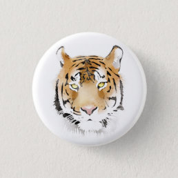Tiger Head Watercolor Drawing Button