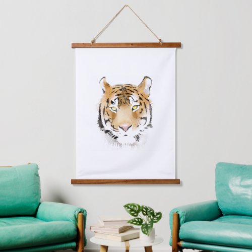 Tiger Head Watercolor Drawing Wild Cat Hanging Tapestry