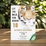 Tiger Head Watercolor Jungle Birthday Party  Invitation