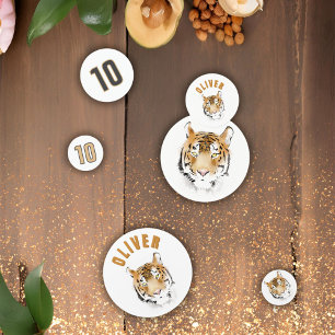 Tiger Head Watercolor Name Birthday Party Confetti
