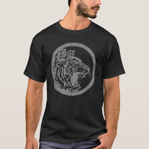 Tiger Head White Mandala Circle T_Shirt