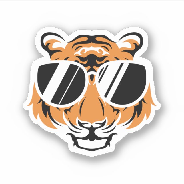 Tiger Head With Cool Sunglasses. Perfect design fo Sticker (Front)