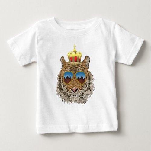 tiger head with sunglasses and crown baby T_Shirt