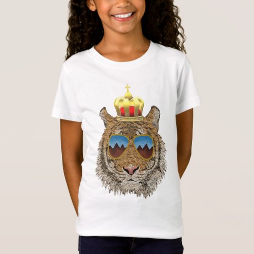 tiger head with sunglasses and crown T_Shirt