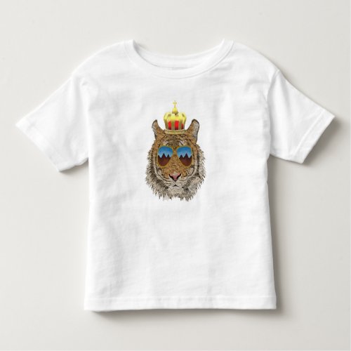 tiger head with sunglasses and crown toddler t_shirt