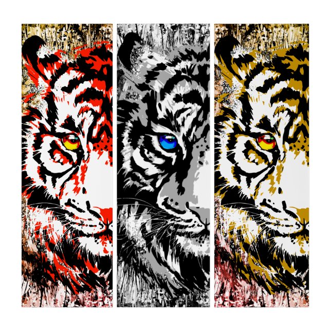 Tiger Heads - Tiger Faces - Artwork Tiger Triptych (Front)
