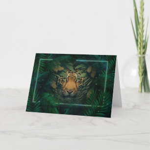 Tiger hiding in Foliage Card
